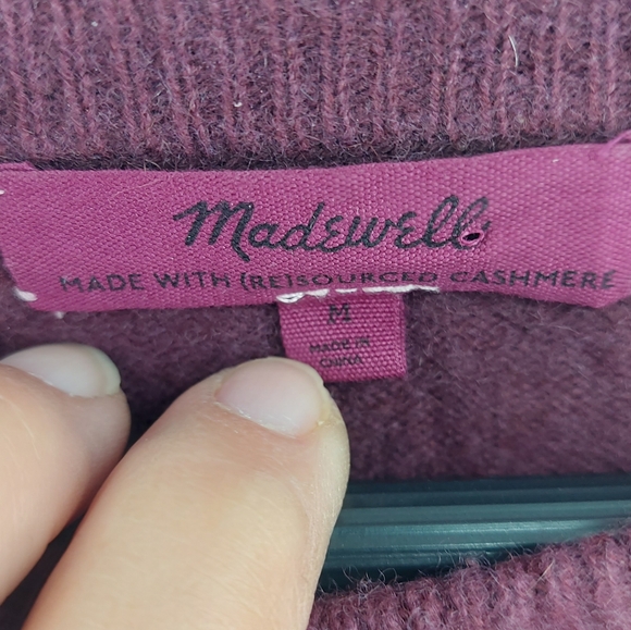 Madewell Cashmere Heart Pointelle Crewneck Sweater Purple Size Medium - Picture 3 of 9